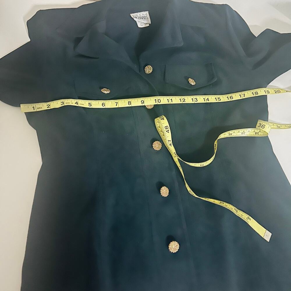 R & M Richards By Karen Kwong Button Up Two Piece Shirt Pants Set Size 8 Navy - Picture 6 of 10